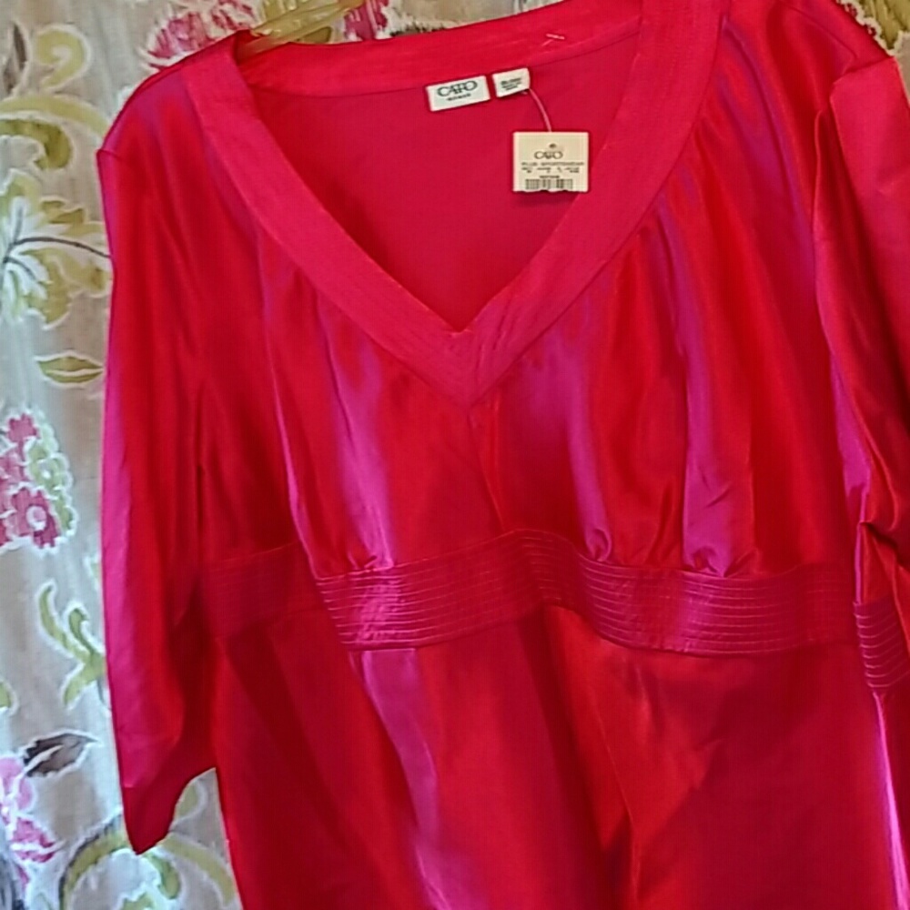 Fuscia Satin 3/4 Sleeve Blouse 26/28W